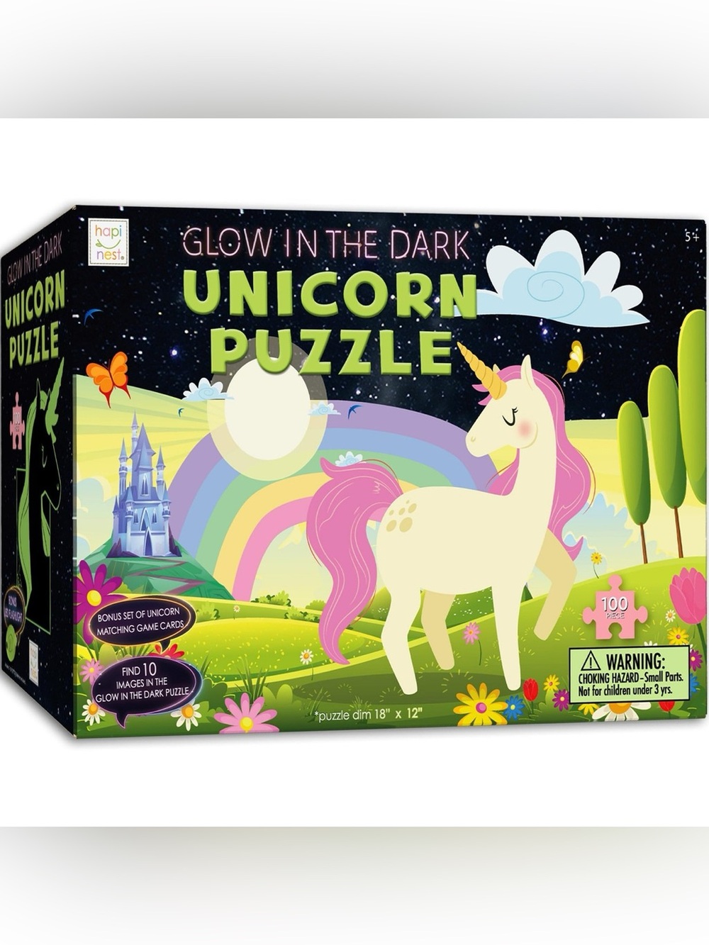Glow-in-the-Dark Unicorn Puzzle - Pink & White